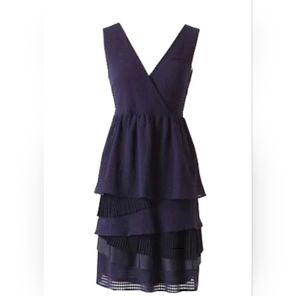 Anthropology Ric Rac Crepe Cascade Ruffle Dress Size Large